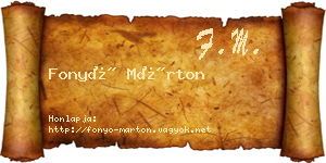 Fonyó Márton névjegykártya
